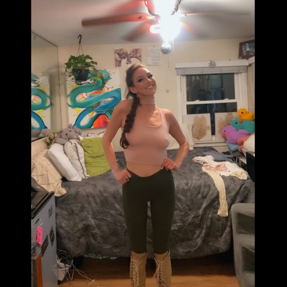 Natural Neutral Light Pink/Beige/Nude Choker Crop Top - Picture 7 of 10
